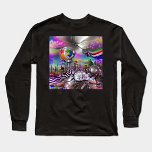 CHROME PSYCHEDELIC DREAMWORLD ORIGINAL DIGITAL GENERATED ART Long Sleeve T-Shirt